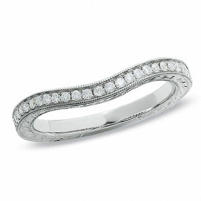 Previously Owned - 0.20 CT. T.W. Diamond Curved Band in 14K White Gold|Peoples Jewellers