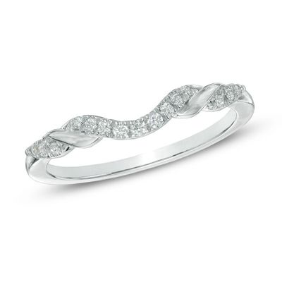 Previously Owned - Ladies' 0.12 CT. T.W. Diamond Contour Wedding Band in 14K White Gold|Peoples Jewellers