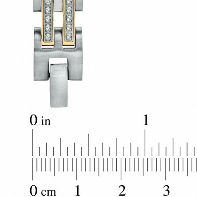 Previously Owned - Men's 1.00 CT. T.W. Diamond Link Bracelet in Two-Tone Stainless Steel - 8.5"|Peoples Jewellers