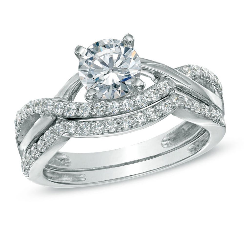 Previously Owned - 1.00 CT. T.W. Diamond Split Shank Bridal Set in 14K White Gold|Peoples Jewellers