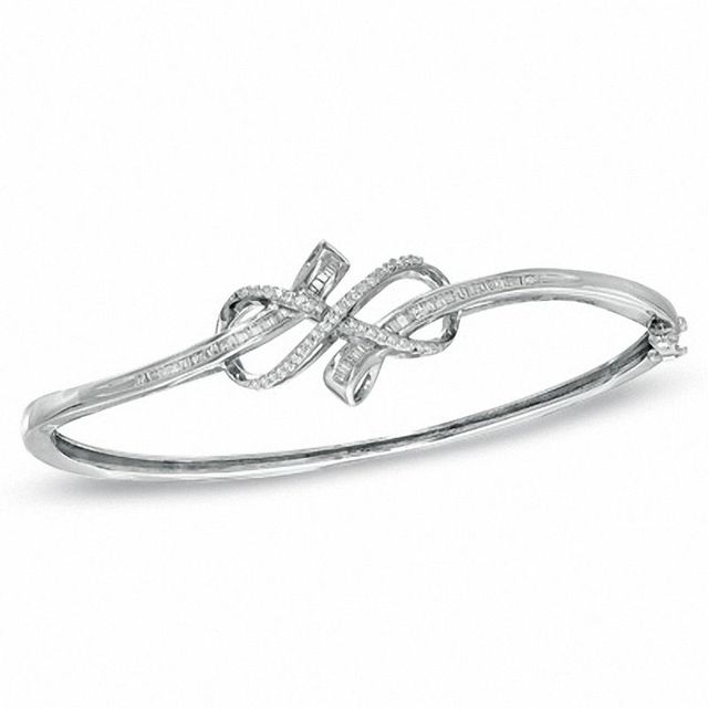 Previously Owned - 0.33 CT. T.W. Diamond Infinity Knot Bangle in Sterling Silver|Peoples Jewellers