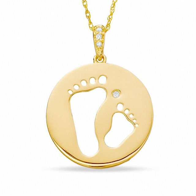 Previously Owned - Tiny Toes™ Diamond Accent "Two Feet" Disc Pendant in 10K Gold|Peoples Jewellers