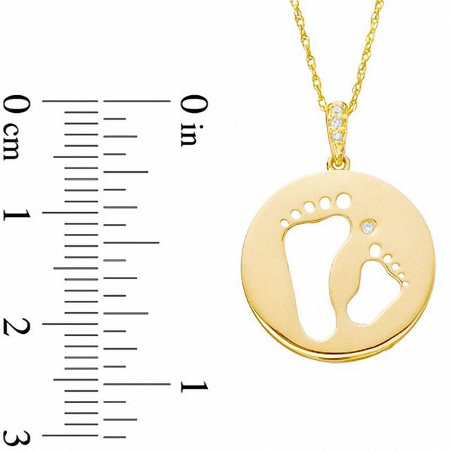 Previously Owned - Tiny Toes™ Diamond Accent "Two Feet" Disc Pendant in 10K Gold