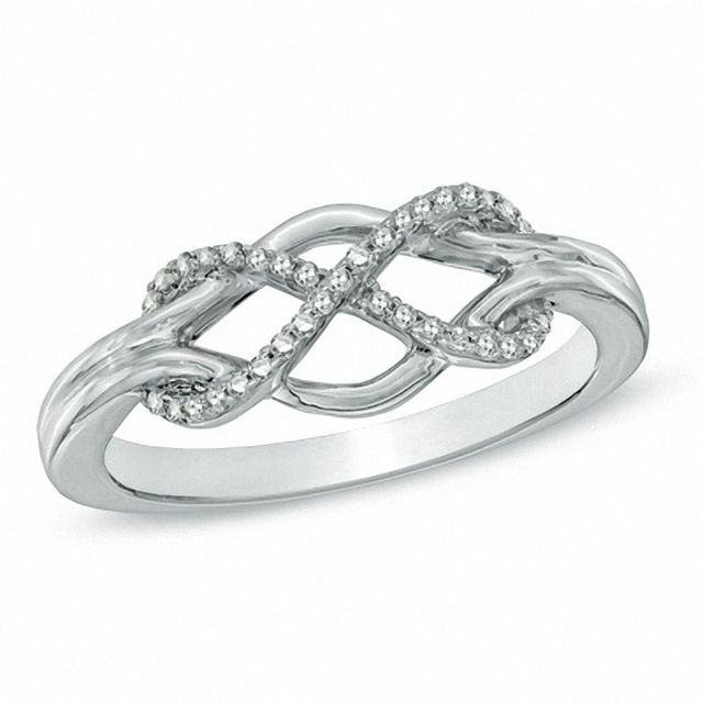Previously Owned - 0.10 CT. T.W. Diamond Infinity Symbol Weave Ring in Sterling Silver|Peoples Jewellers