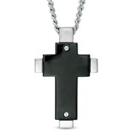 Previously Owned - Men's Diamond Accent Cross Pendant in Two-Tone Stainless Steel - 24"|Peoples Jewellers