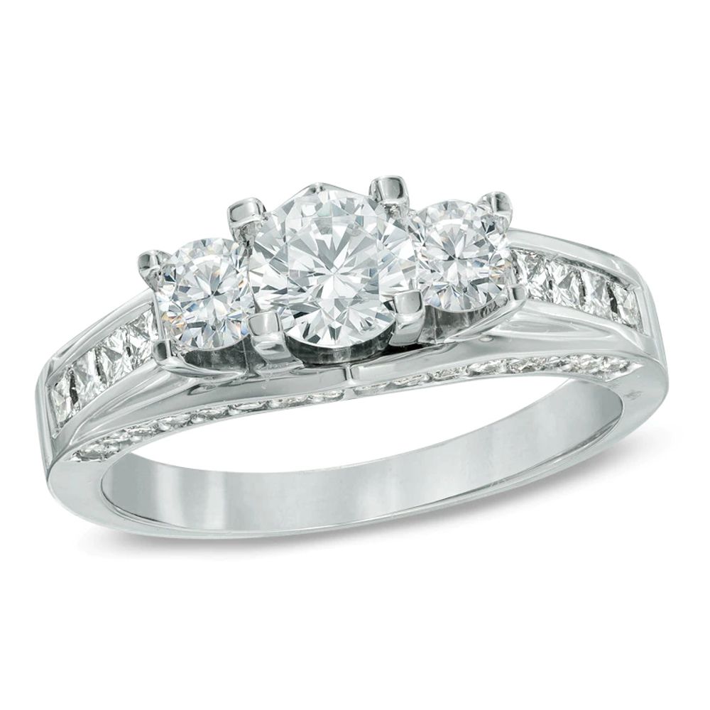 Previously Owned - 1.50 CT. T.W.   Diamond Three Stone Engagement Ring in 14K White Gold|Peoples Jewellers