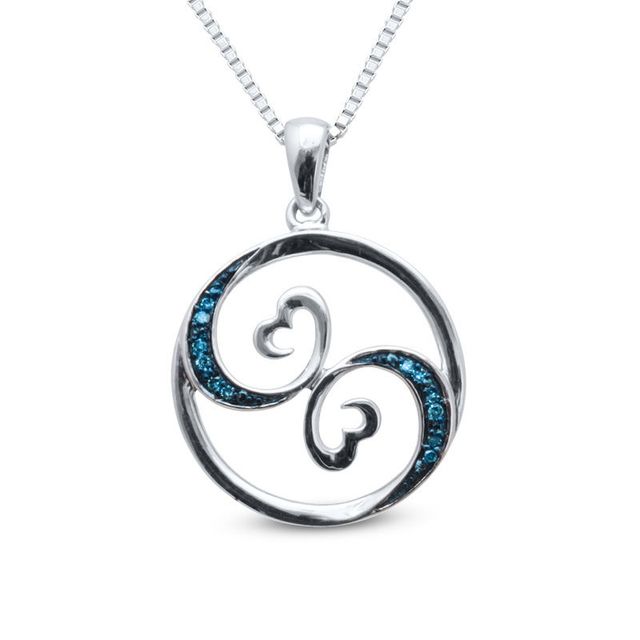 Previously Owned - Open Hearts Waves by Jane Seymour™ Enhanced Blue Diamond Accent Circle Pendant in Sterling Silver|Peoples Jewellers