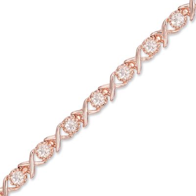 Previously Owned - Morganite "XO" Bracelet in Sterling Silver with 18K Rose Gold Plate - 7.25"|Peoples Jewellers