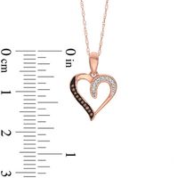 Previously Owned - 0.05 CT. T.W. Enhanced Brown and White Diamond Heart Pendant in 10K Rose Gold|Peoples Jewellers