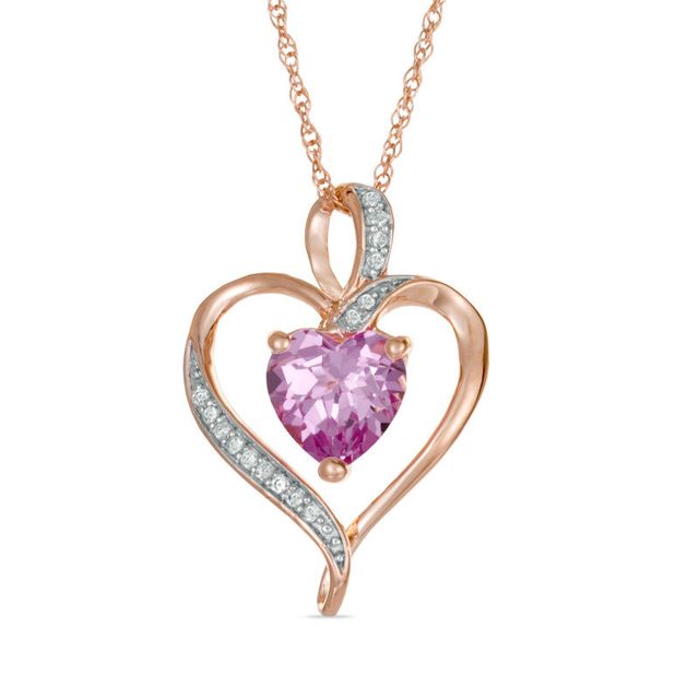 14ct Gold Pink Sapphire Heart Pendant & Chain