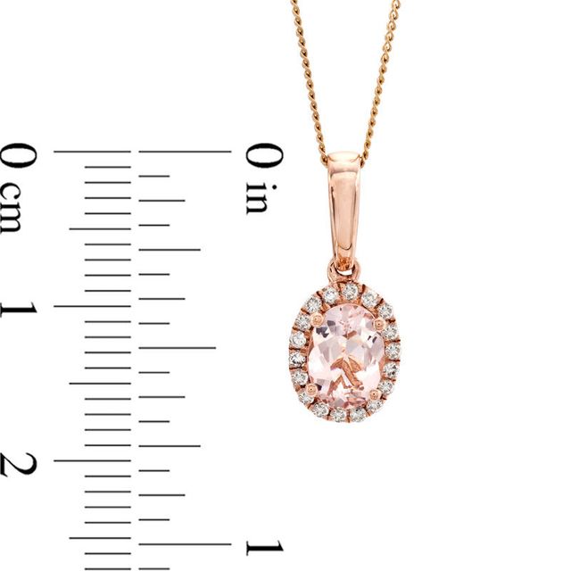 Previously Owned - Oval Morganite and 0.09 CT. T.W. Diamond Frame Pendant in 10K Rose Gold|Peoples Jewellers