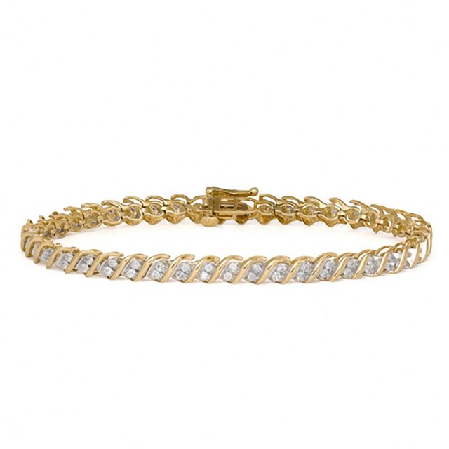 Previously Owned - 1.50 CT. T.W. Diamond Cascading Tennis Bracelet in 10K Gold - 7.25"