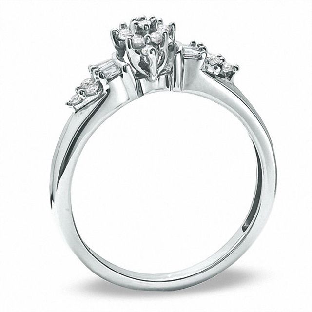 Previously Owned - 0.25 CT. T.W. Diamond Baguette Fan Ring in 10K White Gold|Peoples Jewellers