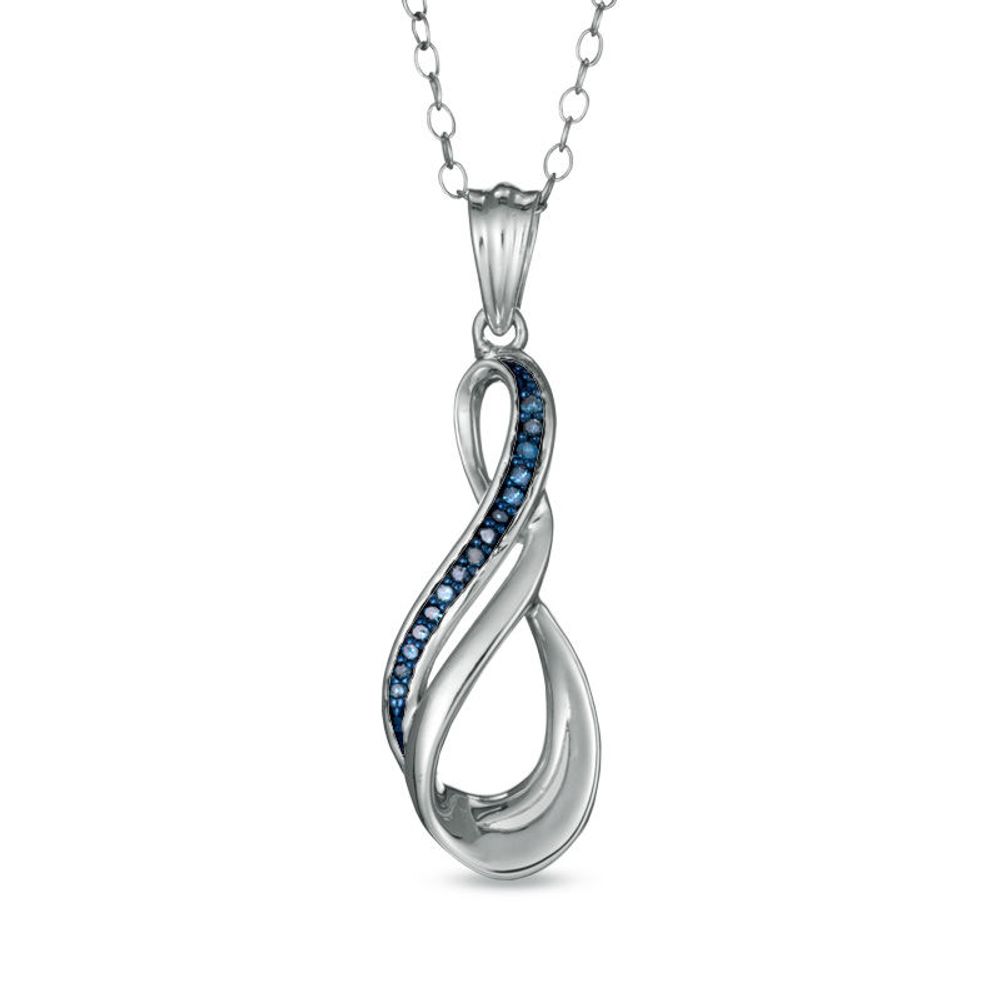 Previously Owned - Enhanced Blue Diamond Accent Double Infinity Pendant in Sterling Silver|Peoples Jewellers