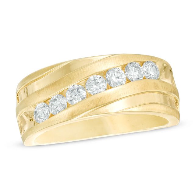 Previously Owned - Men's 1.00 CT. T.W. Diamond Seven Stone Slanted Anniversary Band in 10K Gold|Peoples Jewellers