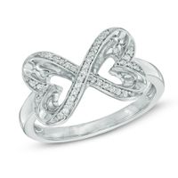 Previously Owned - The Heart Within® 0.10 CT. T.W. Diamond Heart-Shaped Infinity Ring in Sterling Silver|Peoples Jewellers