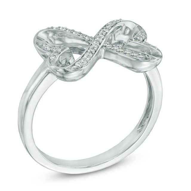 Previously Owned - The Heart Within® 0.10 CT. T.W. Diamond Heart-Shaped Infinity Ring in Sterling Silver|Peoples Jewellers