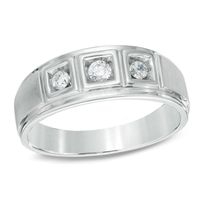 Previously Owned - Men's 0.23 CT. T.W. Diamond Comfort Fit Three Stone Ring in 10K White Gold|Peoples Jewellers