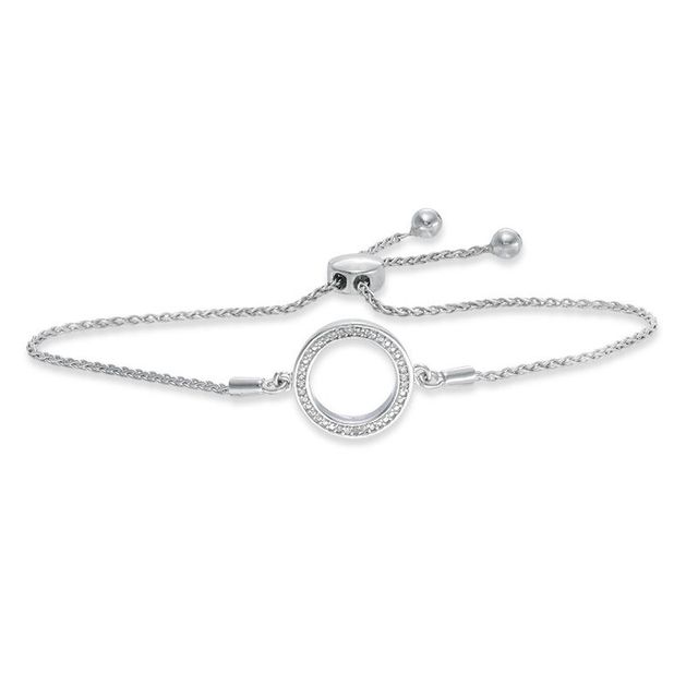 Previously Owned - Diamond Accent Circle Station Bolo Bracelet in Sterling Silver - 9.5"|Peoples Jewellers