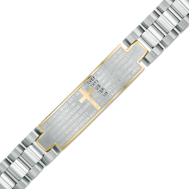 Previously Owned - Men's Lord's Prayer Link ID Bracelet in Two-Tone Stainless Steel - 8.5"