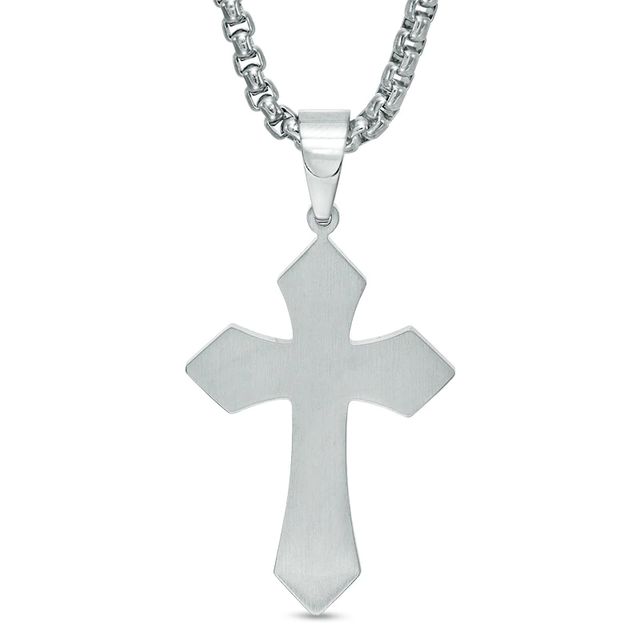 Previously Owned - Men's Gothic-Style Layered Cross Pendant in Stainless Steel and Rose IP - 24"|Peoples Jewellers