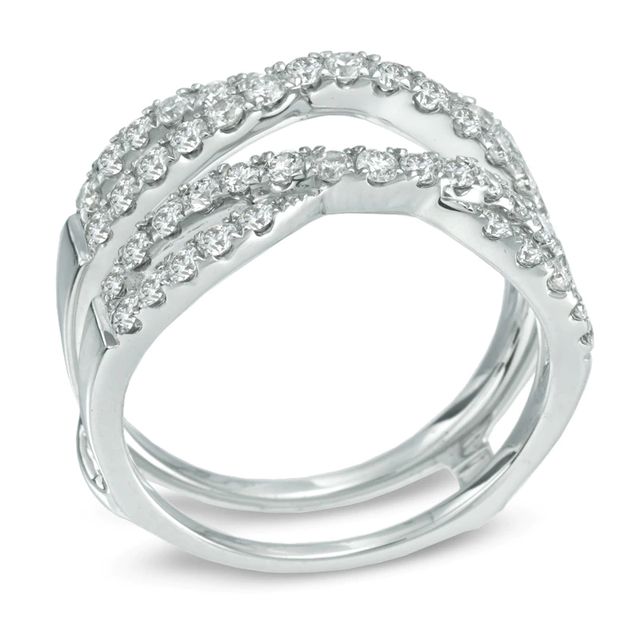 Previously Owned - 0.97 CT. T.W. Diamond Twist Contour Solitaire Enhancer in 14K White Gold