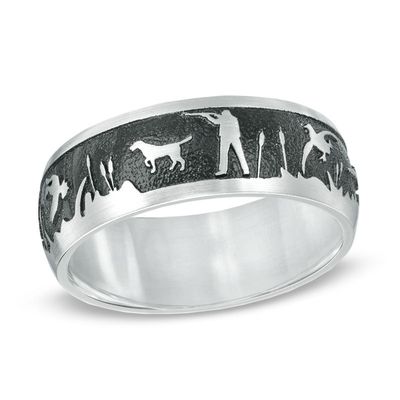 Previously Owned - Men's 8.0mm Comfort Fit Duck Hunt Dome Wedding Band in Cobalt|Peoples Jewellers