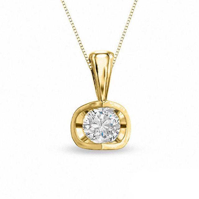 Previously Owned - 0.20 CT. Diamond Solitaire Tension Pendant in 14K Gold - 17''|Peoples Jewellers