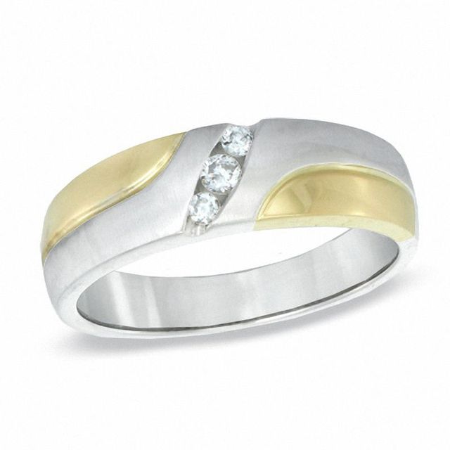 Previously Owned - Ladies' Diamond Accent Wedding Band in 10K Two-Tone Gold|Peoples Jewellers