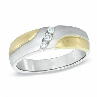 Previously Owned - Ladies' Diamond Accent Wedding Band in 10K Two-Tone Gold|Peoples Jewellers