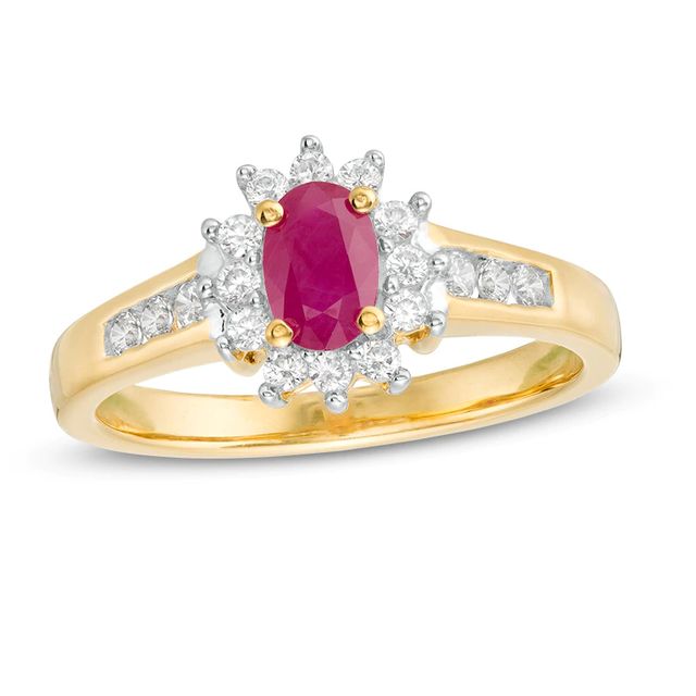 Previously Owned - Oval Ruby and 0.20 CT. T.W. Diamond Ladi Di Ring in 10K Gold|Peoples Jewellers