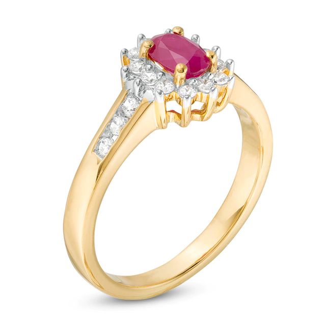 Previously Owned - Oval Ruby and 0.20 CT. T.W. Diamond Ladi Di Ring in 10K Gold|Peoples Jewellers