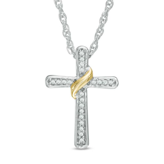 Previously Owned - Diamond Accent Wrap Around Cross Pendant in 10K Two-Tone Gold|Peoples Jewellers