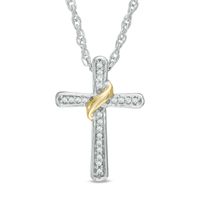 Previously Owned - Diamond Accent Wrap Around Cross Pendant in 10K Two-Tone Gold|Peoples Jewellers