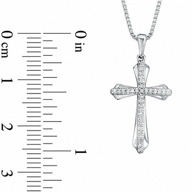 Previously Owned - 0.07 CT. T.W. Diamond Cross Pendant in Sterling Silver|Peoples Jewellers