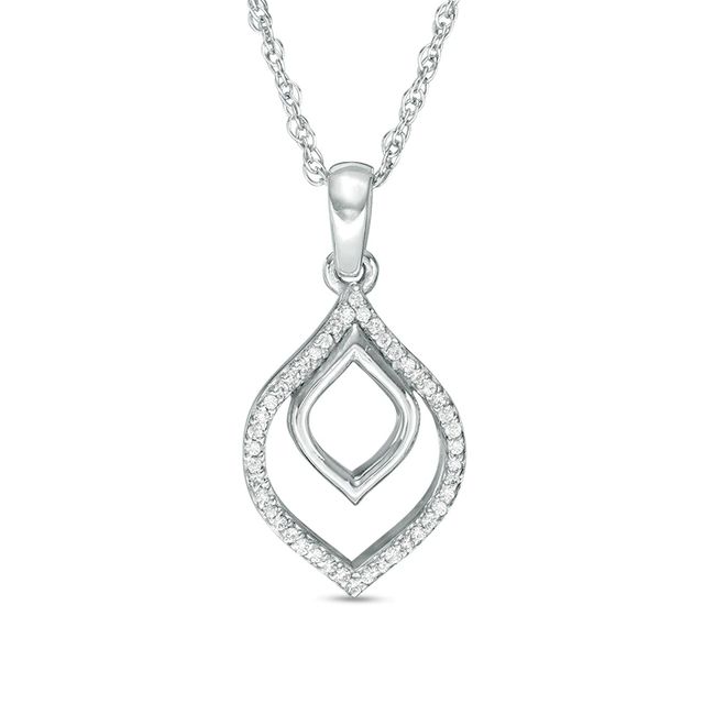 Previously Owned - 0.05 CT. T.W. Diamond Open Double Teardrop Pendant in Sterling Silver