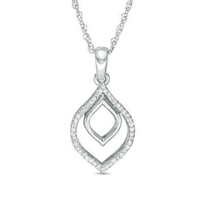 Previously Owned - 0.05 CT. T.W. Diamond Open Double Teardrop Pendant in Sterling Silver|Peoples Jewellers