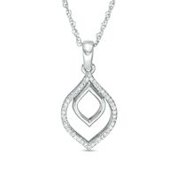 Previously Owned - 0.05 CT. T.W. Diamond Open Double Teardrop Pendant in Sterling Silver|Peoples Jewellers