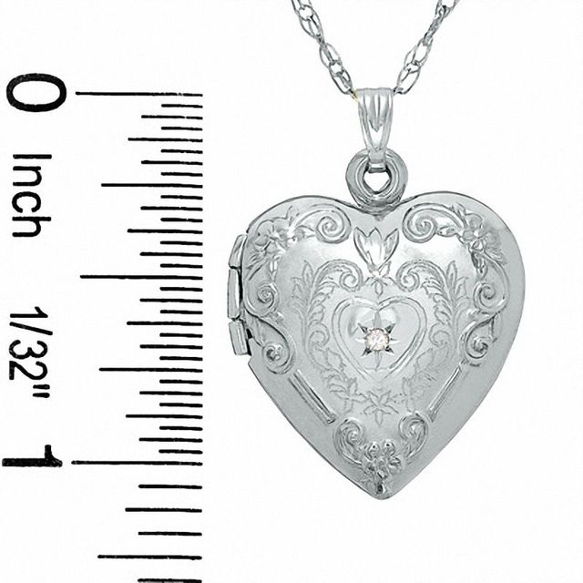 Previously Owned - Diamond Accent Floral Heart Locket in 10K White Gold