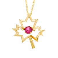 Previously Owned - Unstoppable Love™  5.0mm Lab-Created Ruby Maple Leaf Pendant in Sterling Silver with 14K Gold Plate|Peoples Jewellers