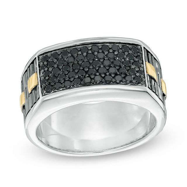 Previously Owned - Men's Black Sapphire Band in Sterling Silver and 10K Gold|Peoples Jewellers