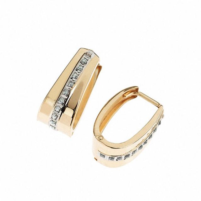 Previously Owned - Diamond Fascination™ Graduating Hoop Earrings in 14K Gold|Peoples Jewellers