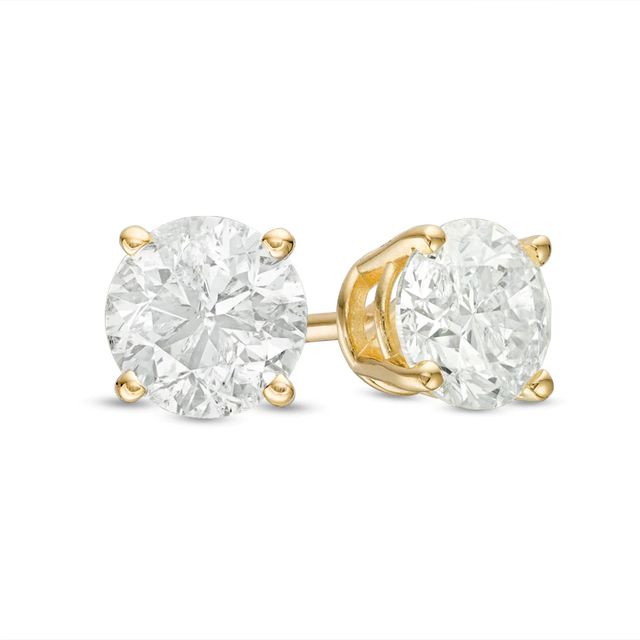 Previously Owned - 0.20 CT. T.W. Diamond Solitaire Crown Royal Stud Earrings in 14K Gold|Peoples Jewellers