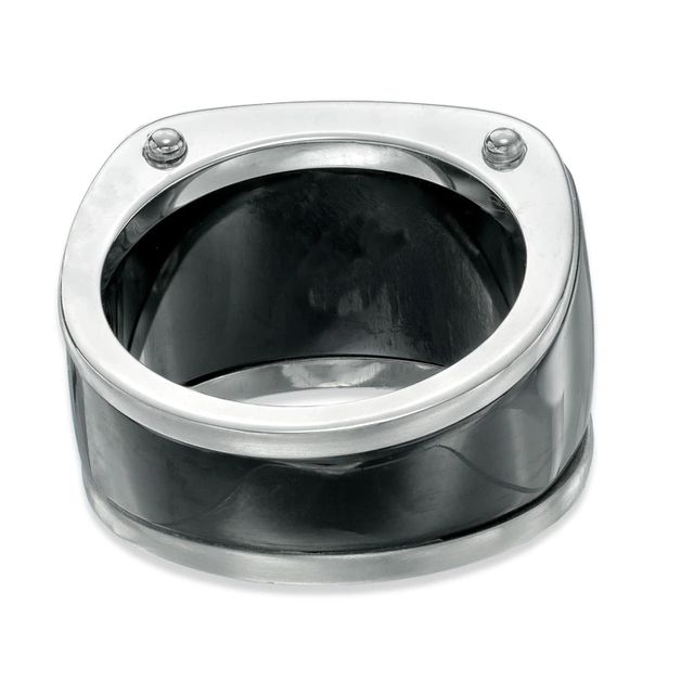 Previously Owned - 0.19 CT. T.W. Black Diamond Band in Stainless Steel with Black IP