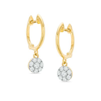 Previously Owned - 0.25 CT. T.W. Composite Diamond Drop Hoop Earrings in 10K Gold|Peoples Jewellers