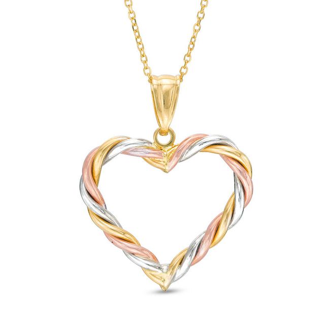 Previously Owned - Twisted Heart Outline Pendant in 10K Tri-Tone Gold|Peoples Jewellers