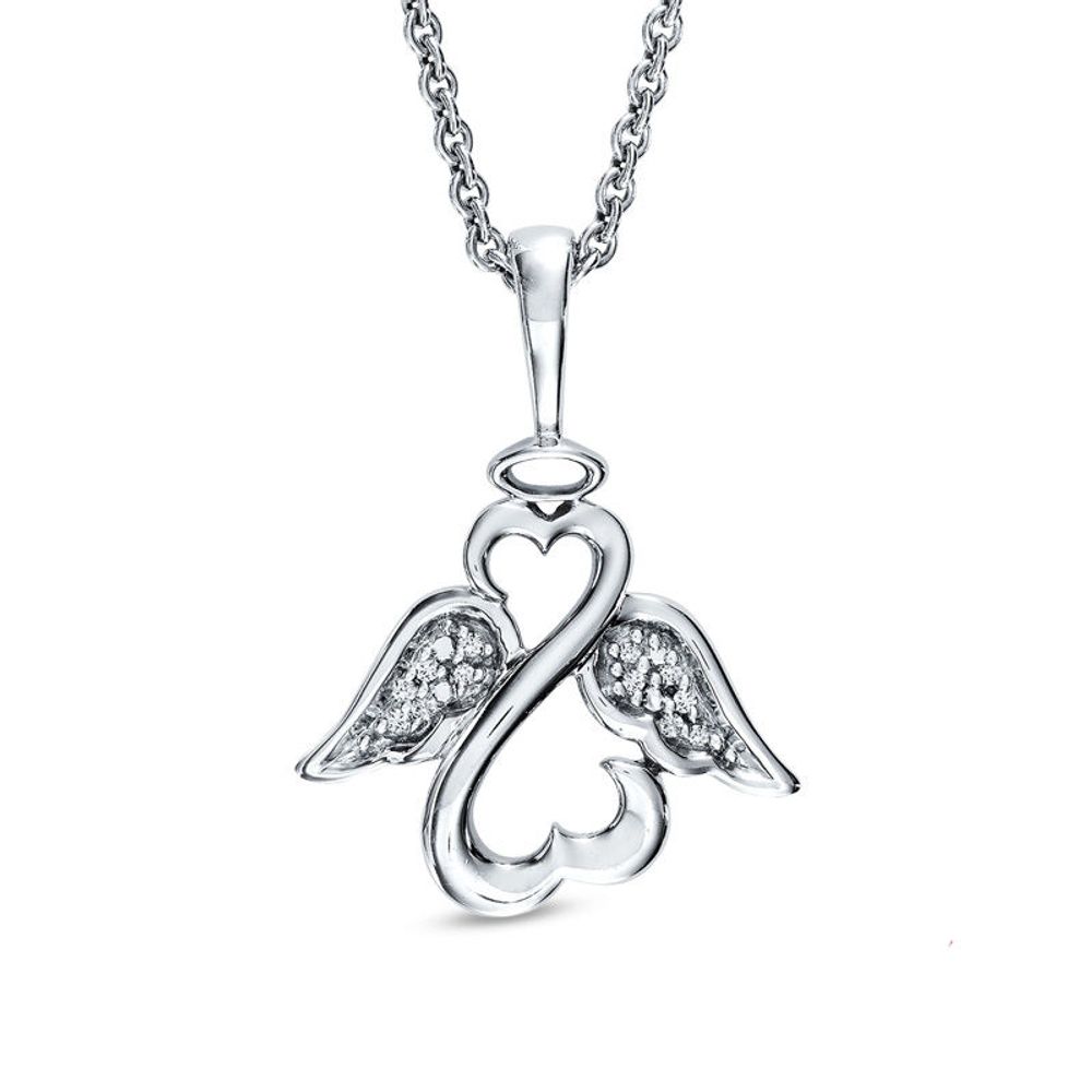 Previously Owned - Open Hearts by Jane Seymour™ Diamond Accent Wings and Halo Pendant in Sterling Silver|Peoples Jewellers
