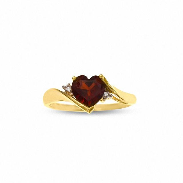 Previously Owned - Heart-Shaped Garnet and Diamond Accent Ring in 10K Gold|Peoples Jewellers