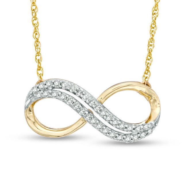 Previously Owned - 0.10 CT. T.W. Diamond Sideways Infinity Necklace in 10K Gold|Peoples Jewellers