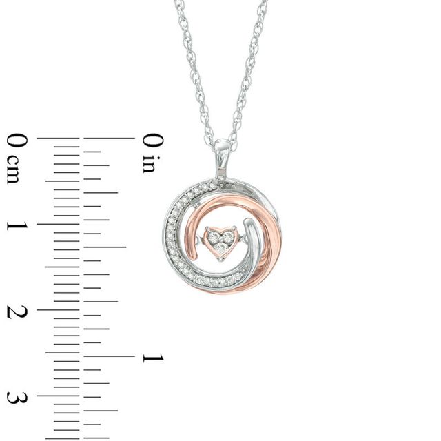 Previously Owned - Unstoppable Love™  0.10 CT. T.W. Diamond Heart Whirl Pendant in Sterling Silver and 10K Rose Gold|Peoples Jewellers